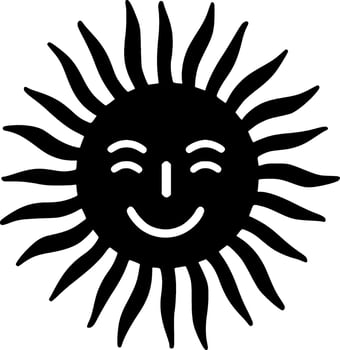 Sun, Black and White Vector illustration