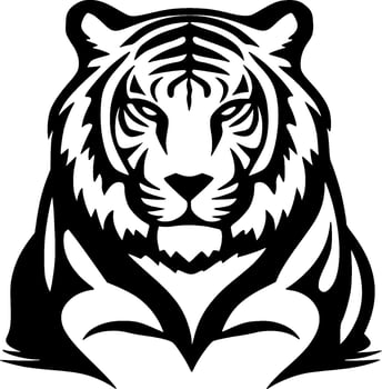 Tiger, Black and White Vector illustration