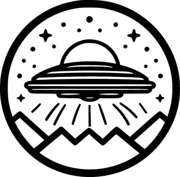 UFO, Black and White Vector illustration