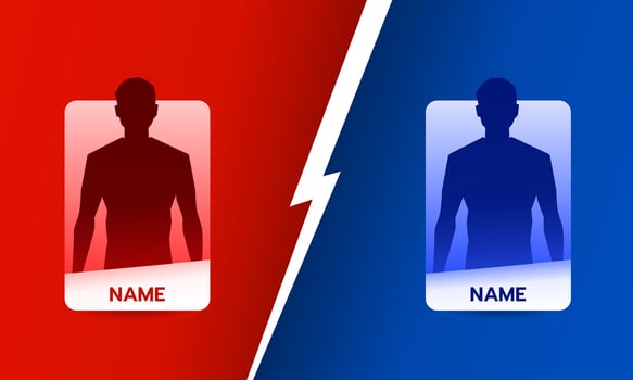 Vs screen battle. The duel between red and blue. Vector illustration.