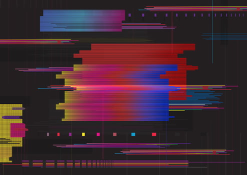 Glitch abstract background. Glitched horizontal stripes. Colorful digital signal error. vector