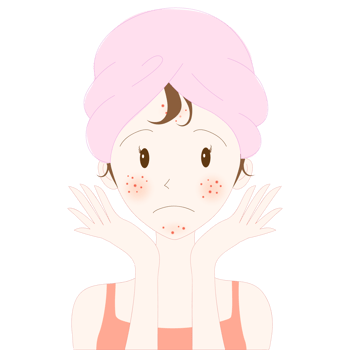 Young woman face with acne skin problem png