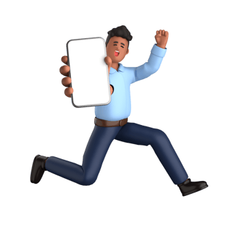 3d businessman executive pose and standing with mobile phone isolated on transparent background, 3d rendering png
