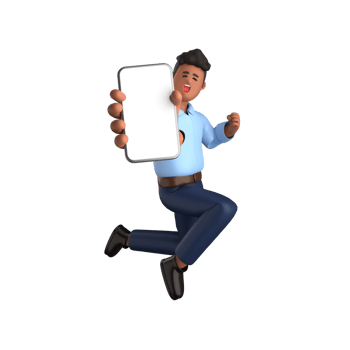 3d businessman executive pose and standing with mobile phone isolated on transparent background, 3d rendering png