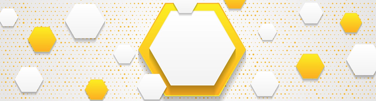 Grey and orange geometric hexagons abstract background vector