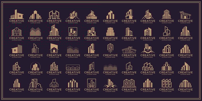 Set of collection real estate, building, construction logo design abstract vector