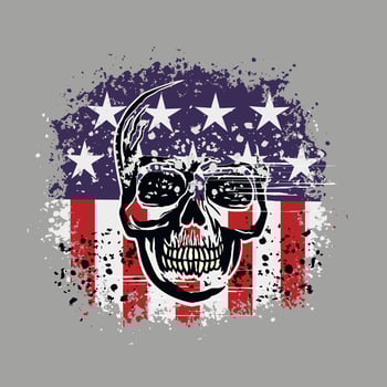 skull with american flag, grunge vintage design t shirts vector