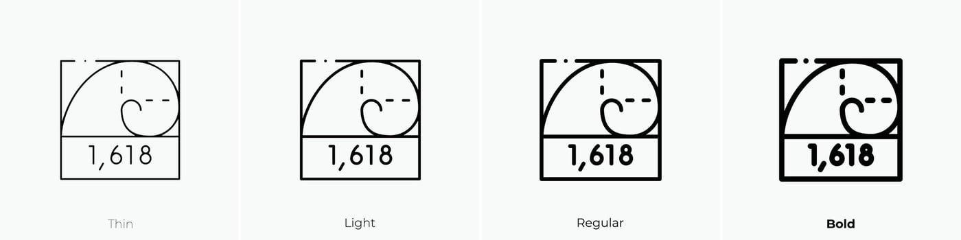 fibonacci icon. Thin, Light, Regular And Bold style design isolated on white background vector