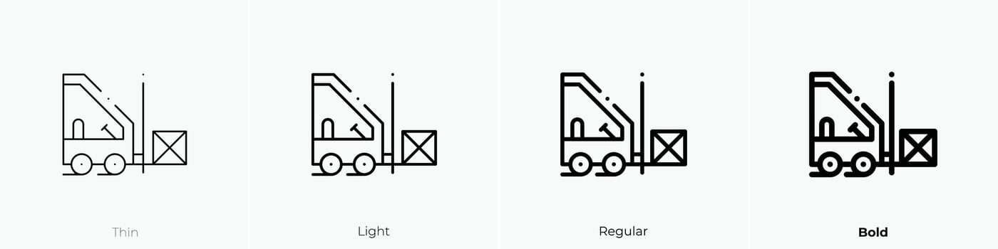 forklift icon. Thin, Light, Regular And Bold style design isolated on white background vector