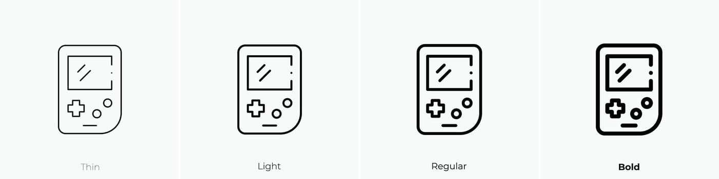 game boy icon. Thin, Light, Regular And Bold style design isolated on white background vector