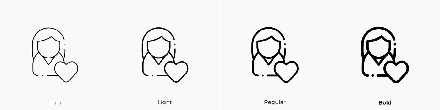 girlfriend icon. Thin, Light, Regular And Bold style design isolated on white background vector