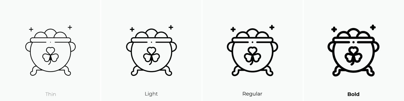 gold pot icon. Thin, Light, Regular And Bold style design isolated on white background vector
