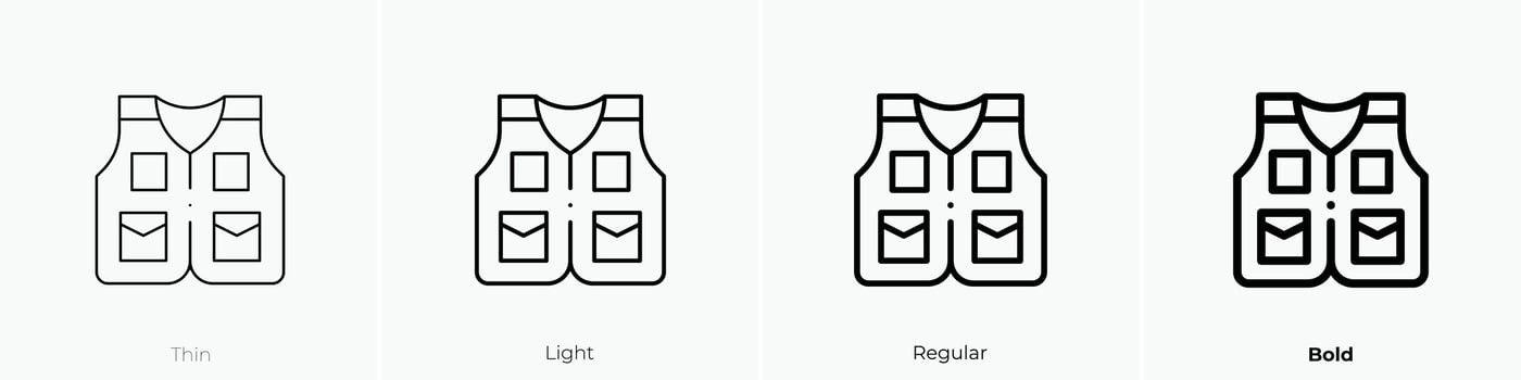 high visibility vest icon. Thin, Light, Regular And Bold style design isolated on white background vector