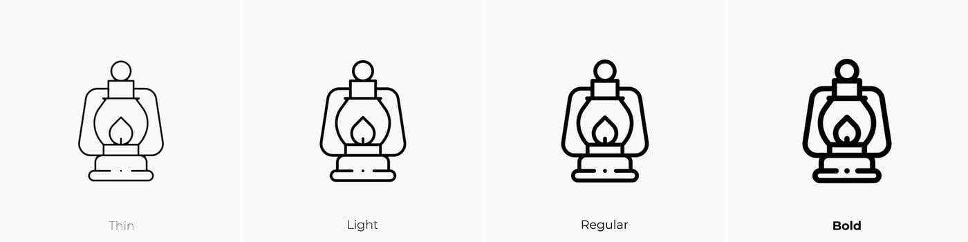 kerosene lamp icon. Thin, Light, Regular And Bold style design isolated on white background vector