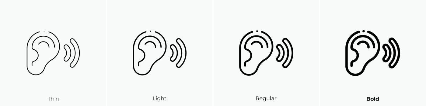 listen icon. Thin, Light, Regular And Bold style design isolated on white background vector