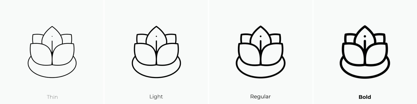 lotus flower icon. Thin, Light, Regular And Bold style design isolated on white background vector