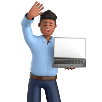 3d businessman executive pose and standing with laptop isolated on transparent background, 3d rendering png