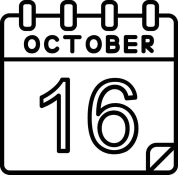 16 October Line Icon vector
