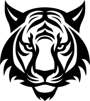 Vector tiger face logo black silhouette outlines vector illustration