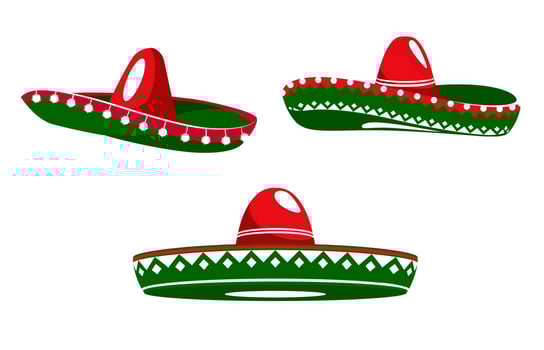 Mexican sombreros with Mexico flag colors ornament vector