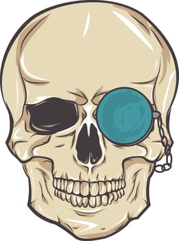 skull illustration with glasses, t-shirt design vector