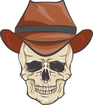 Skull in a cowboy hat Vector illustration