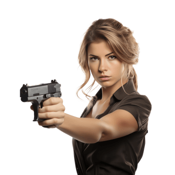 Cool woman with gun isolated png