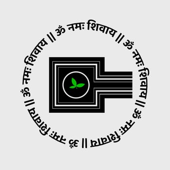 Lord Shivalinga with Shiva mantra in Hindi. means my salutations to Shiva. vector