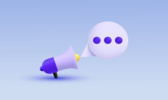 illustration unique minimal chat bubble megaphone vector icon 3d  symbols isolated on background