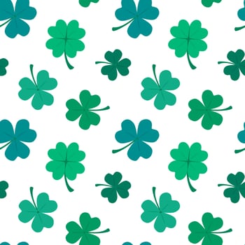 Seamless floral pattern. Clover green leaves isolated on white background. Symbol of St. Patrick's Day vector