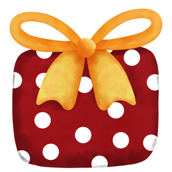 Adorable watercolor red gift box with yellow ribbon bow illustration. png