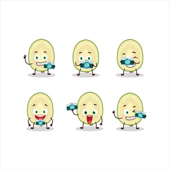 Photographer profession emoticon with slice of ambarella cartoon character vector
