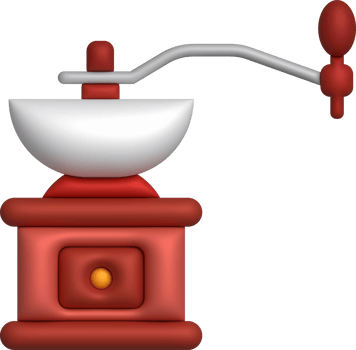 3d illustration Retro style manual coffee grinder coffee shop concept. png