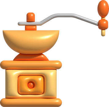 3d illustration Retro style manual coffee grinder coffee shop concept. png