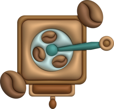 3d illustration Retro style manual coffee grinder coffee shop concept. png
