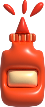 3d illustration Sauce bottle with sauce spread minimal style. png