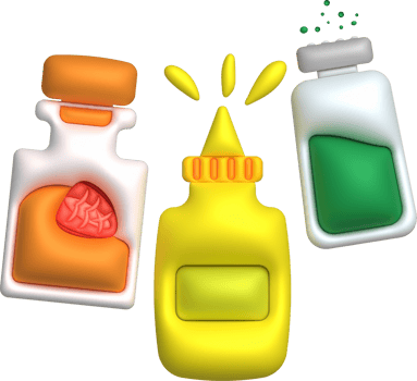 3d illustration condiment bottle set, sauce bottle for cooking. used for cooking. minimal style. png