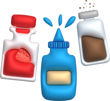 3d illustration condiment bottle set, sauce bottle for cooking. used for cooking. minimal style. png