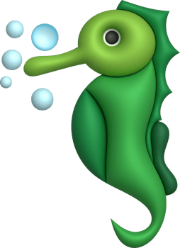 3D illustration Cute underwater animals sea horse. minimal style. png