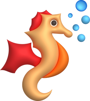 3D illustration Cute underwater animals sea horse. minimal style. png