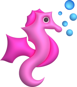 3D illustration Cute underwater animals sea horse. minimal style. png