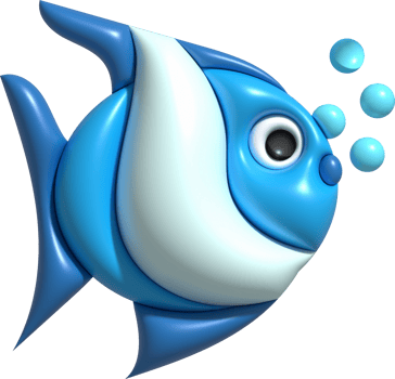 3D illustration Cute underwater animals Sea fish popular color fish. minimal style. png