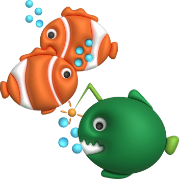 3D illustration Cute underwater animals Sea fish popular color fish. minimal style. png