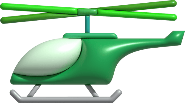 3D illustration childrens toy helicopter.Kids toys minimal style. png