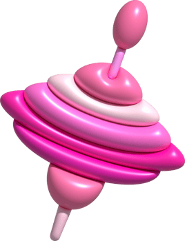 3D illustration Spinning top toy spinning game.Kids toys minimal style. png