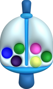 3D illustration Spinning top toy spinning game.Kids toys minimal style. png