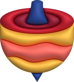 3D illustration Spinning top toy spinning game.Kids toys minimal style. png