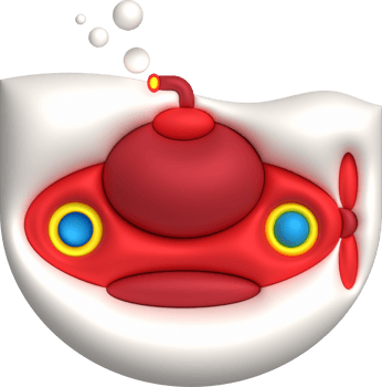 3D illustration  Submarine undersea with bubble.Kids toys minimal style. png