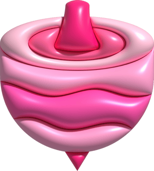 3D illustration Spinning top toy spinning game.Kids toys minimal style. png
