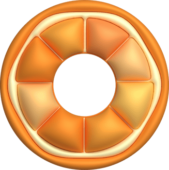 3D illustration Orange shaped swim ring,Swim lifesaver,Summer vacation or trip safety. png